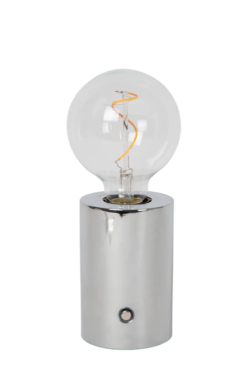 Lucide VIVO - Lámpara de mesa Recargable - Batería/acumulador - Ø 8 cm - LED Regul. - E27 - 1x1W 2700K - Cromo - apagado